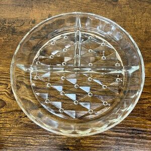 Jeannette buttons and bows clear glass divided relish dish 3 compartment serving